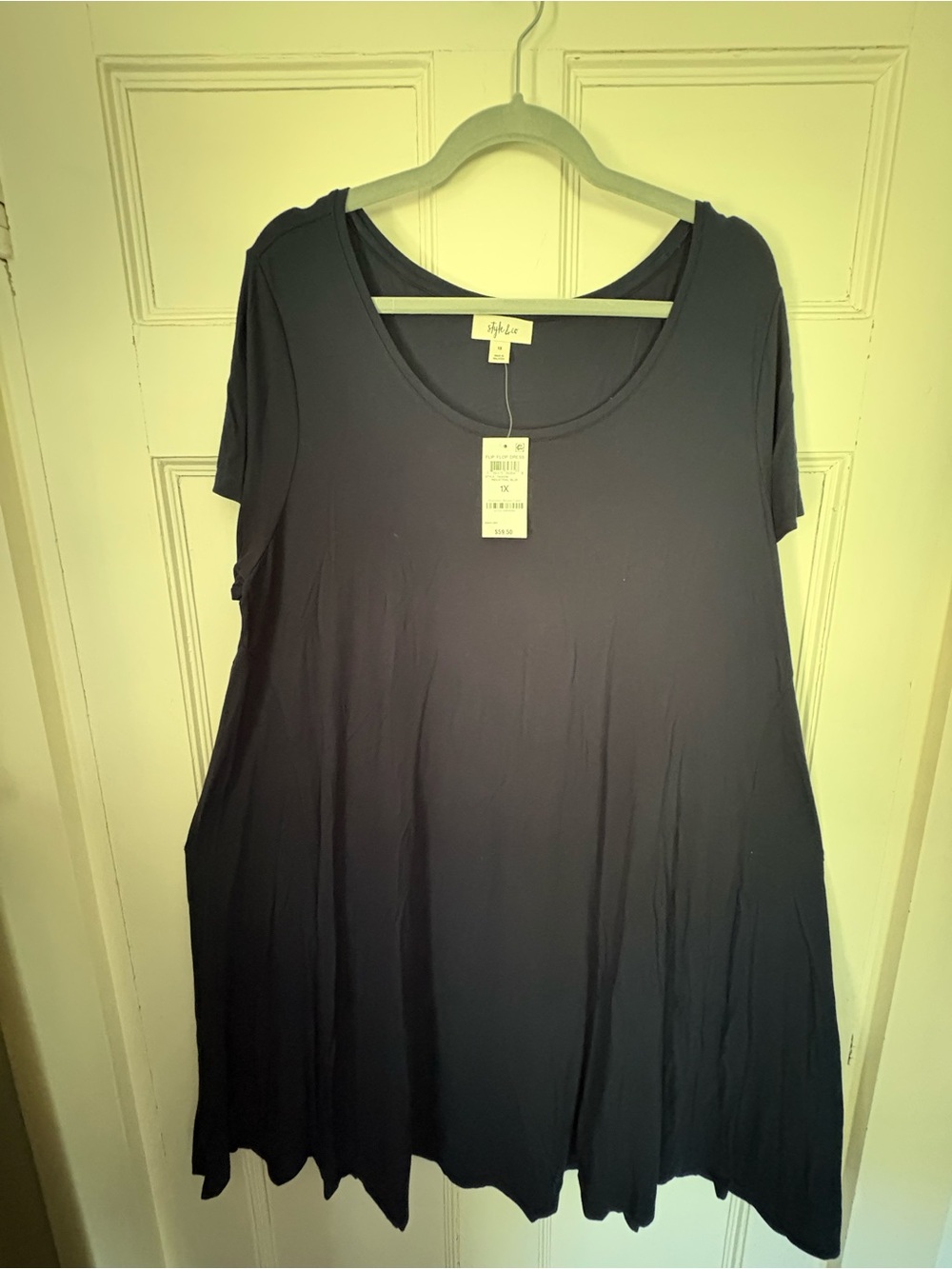 Style & Co. Navy Scoop Neck Swing Dress